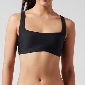 Athleta Square Neck Swim Top Black 32 D/DD